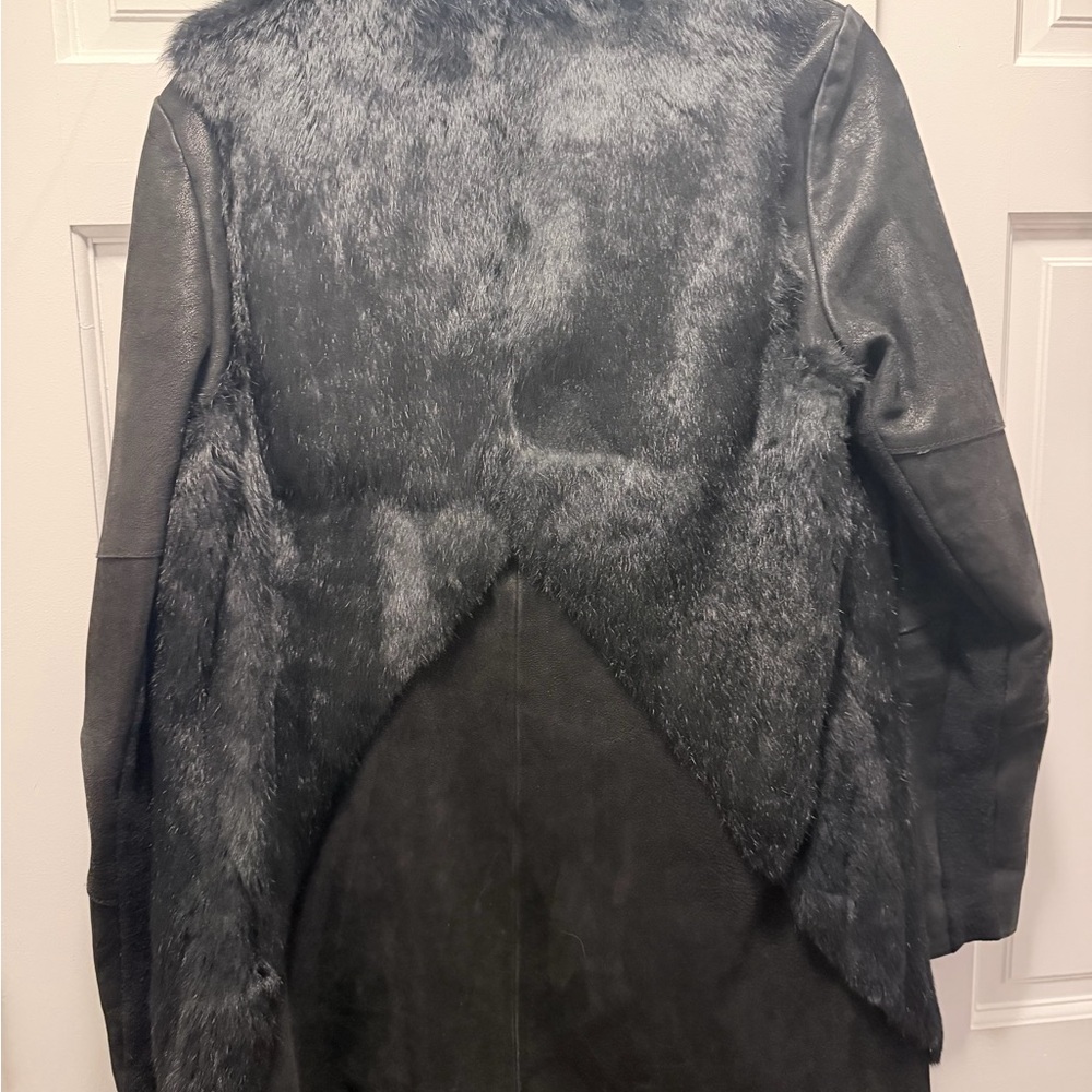 Helmut Lang Black Fur Asymmetrical Coat - Picture 7 of 10